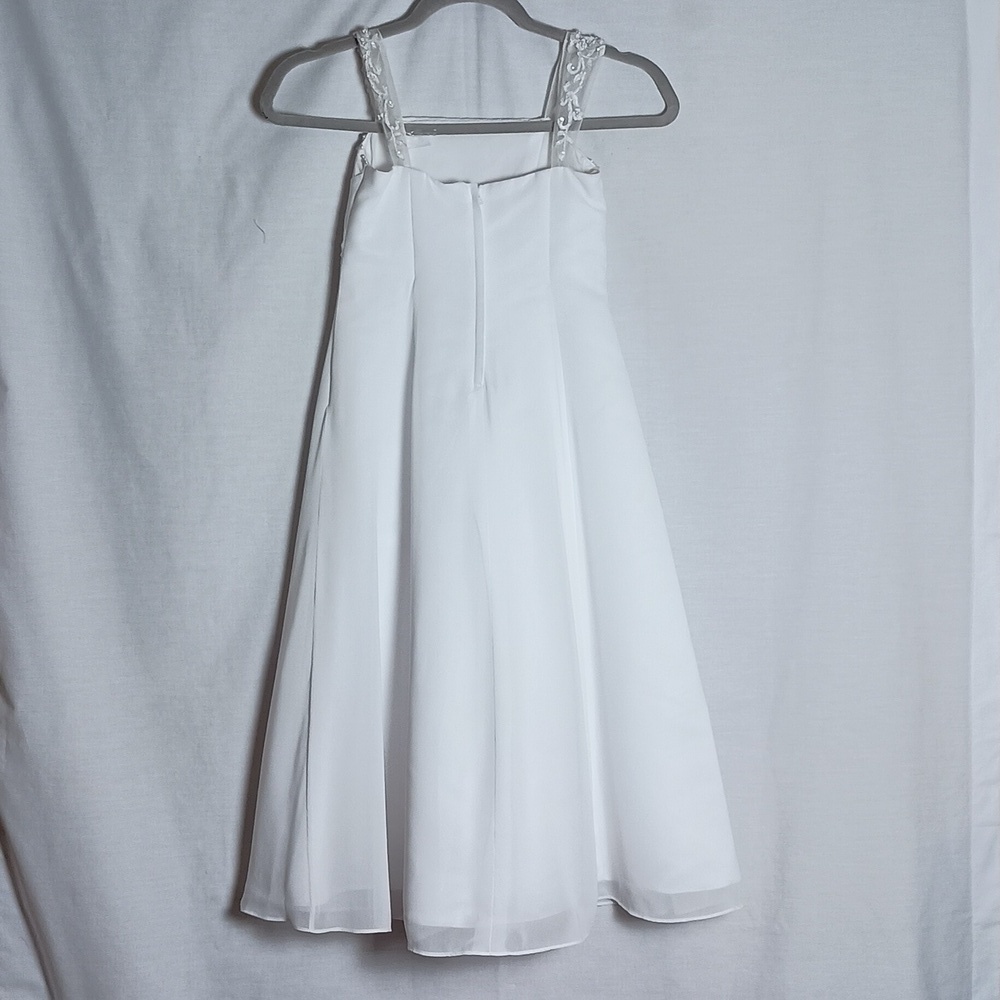 David Bridals White Beaded Embroidered Flower Girl Communion Dress Sz 5 - Picture 7 of 13